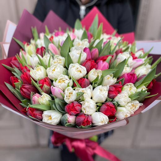 101 tulips of different colors