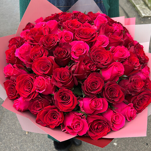 51 sarkana un aveņu krāsas roze