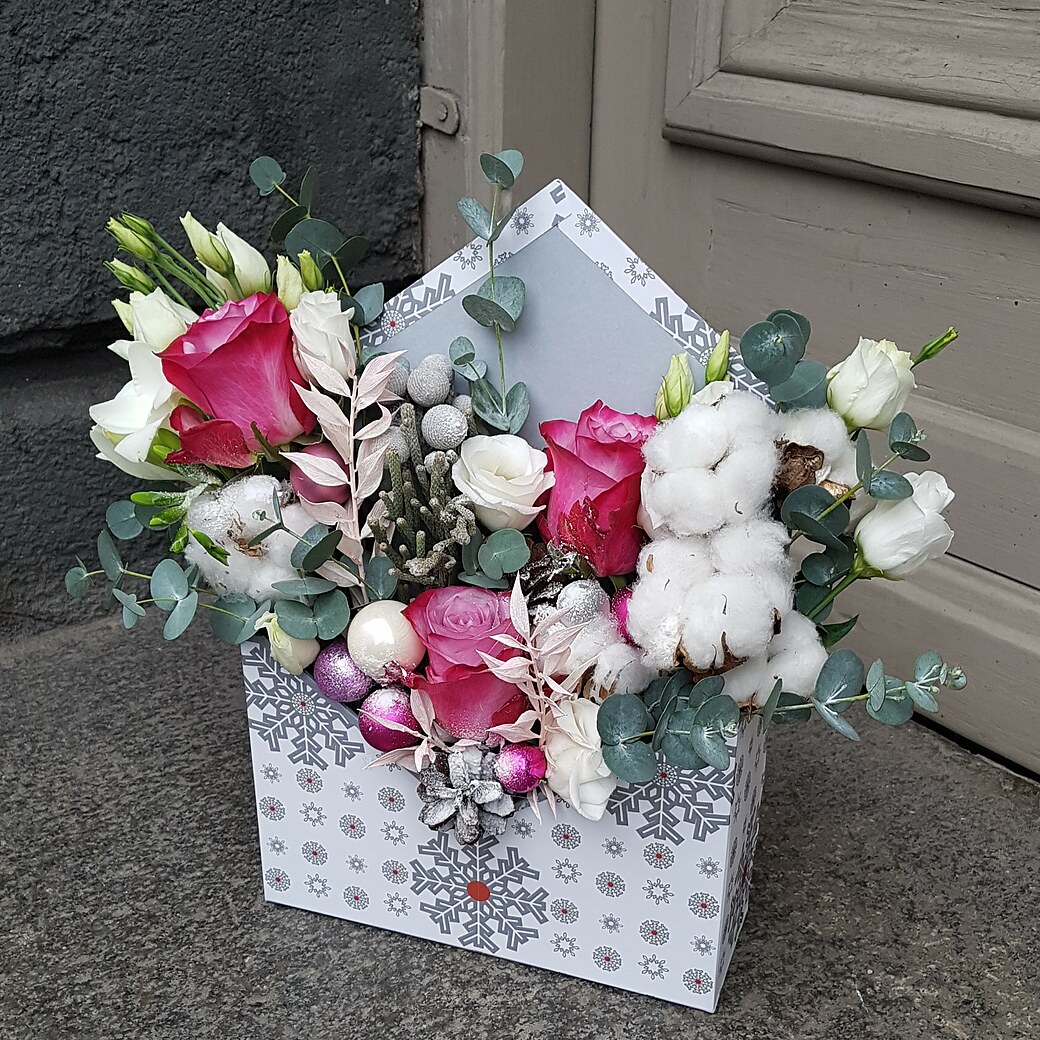 Holiday composition White gift box