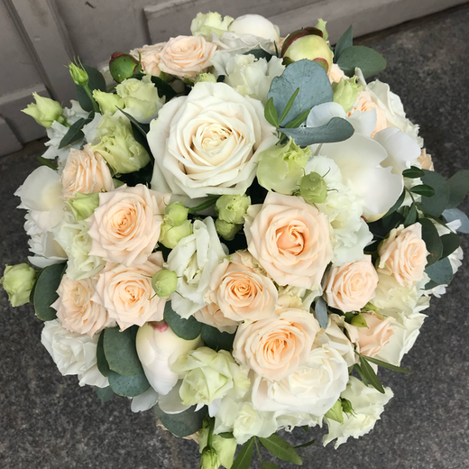 Cream flower box with peonies