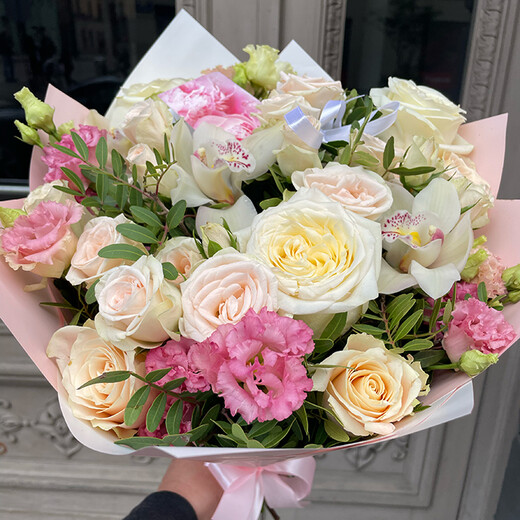 Bouquet of flowers in pastel colors mix