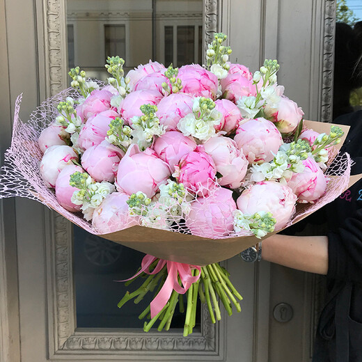 Large peony, matthiola bouquet
