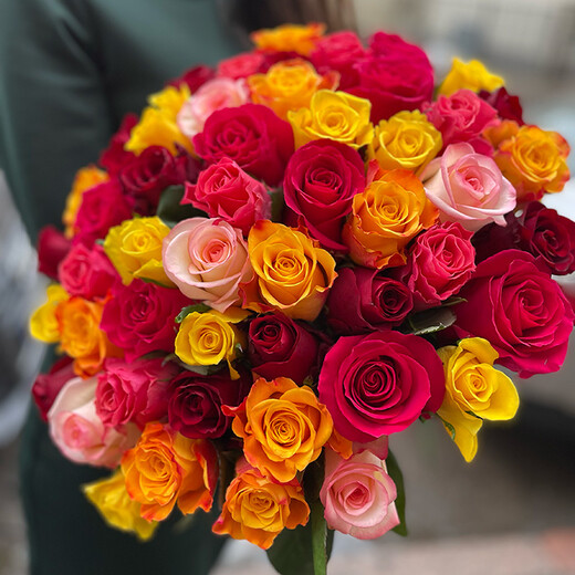 51 roses in different colors