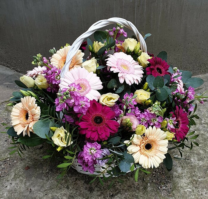 Basket with gerberas