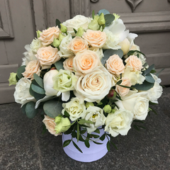 Cream flower box with peonies