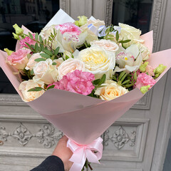 Bouquet of flowers in pastel colors mix