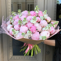 Large peony, matthiola bouquet