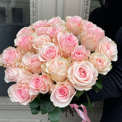 Pink rose bouquet (variable number of flowers and length)