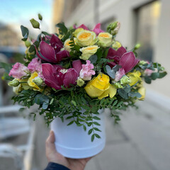 Flower composition in box